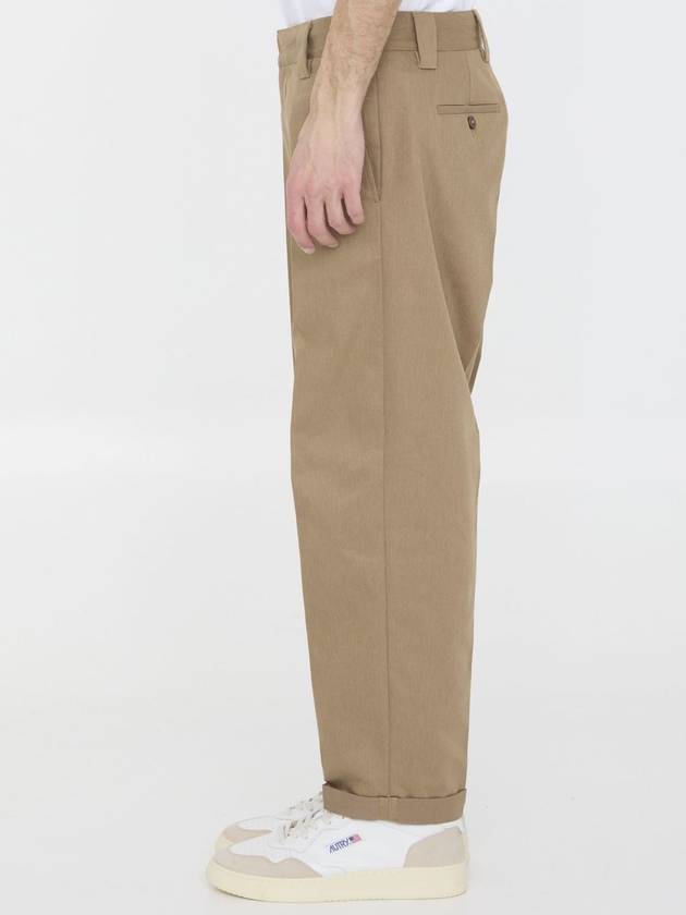 Men's Logo Patch Straight Pants Beige Khaki - GOLDEN GOOSE - BALAAN 4