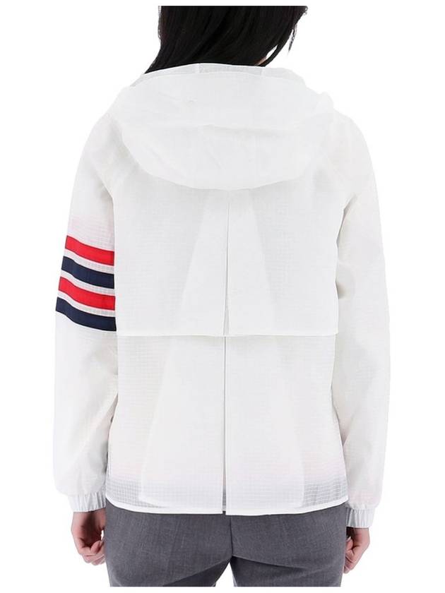 4 Bar Ripstop Polyamide Windbreaker White - THOM BROWNE - BALAAN 5