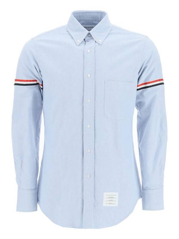 Oxford Striped Grosgrain Armband Classic Long Sleeve Shirt Light Blue - THOM BROWNE - BALAAN 1