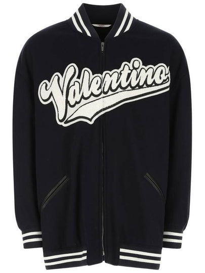 V logo embroidered bomber jacket blue - VALENTINO - BALAAN 2