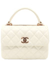 Nell White Lambskin Champagne Gold Trendy CC Top Handle Flap 2WAY A92236 - CHANEL - BALAAN 1