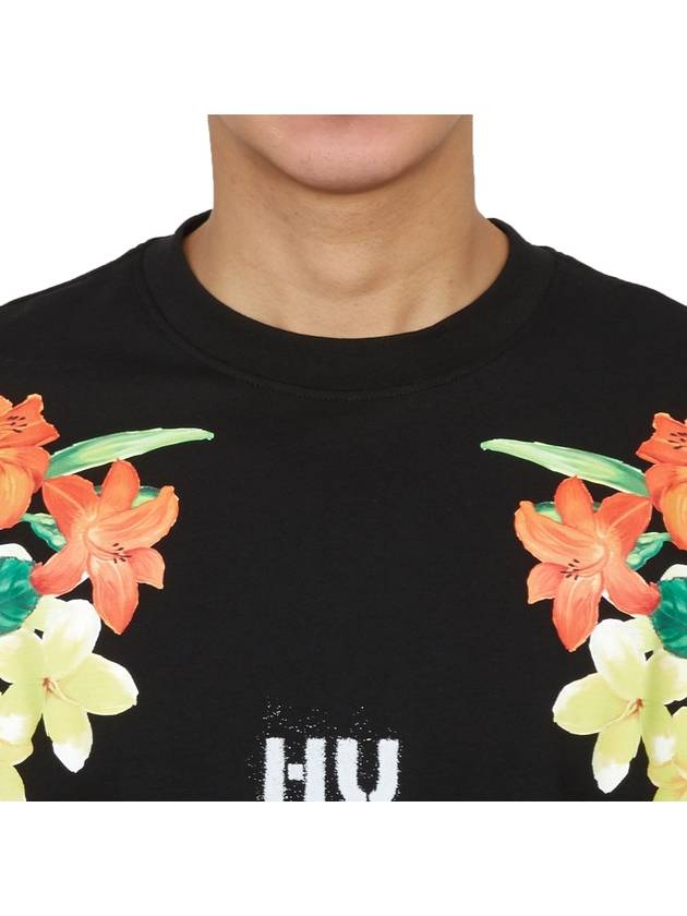 Men's Floral Print Stacked Logo Short Sleeve T-Shirt Black - HUGO BOSS - BALAAN 6