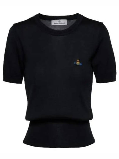 ORB Logo Short Sleeve Knit Top Black - VIVIENNE WESTWOOD - BALAAN 2