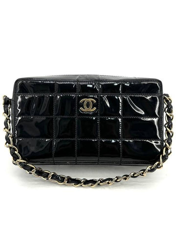 Patent chocolate bar camera bag shoulder - CHANEL - BALAAN 1