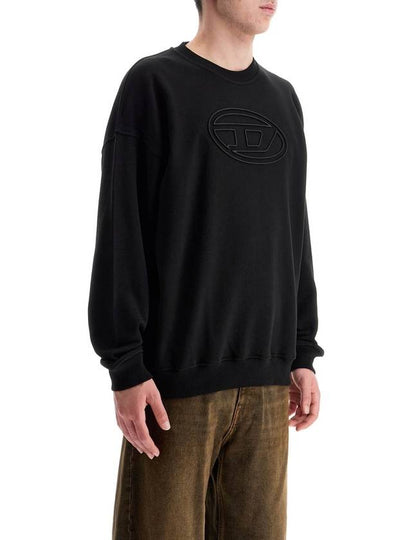 black cotton sweatshirt with embroidered s-mart-bigoval logo - DIESEL - BALAAN 2