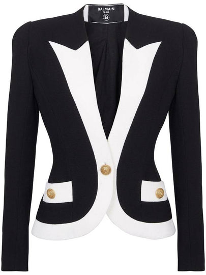 1 Button Blazer BF0SK530WB86 EAB NOIR BLANC B0170734691 - BALMAIN - BALAAN 2