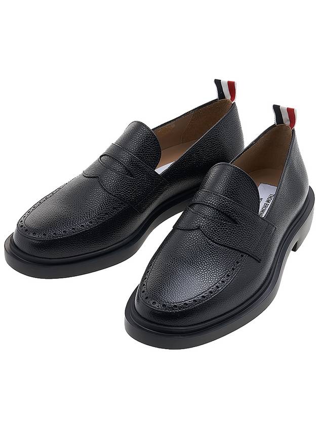 Pebble Grain Rubber Sole Penny Loafer Black - THOM BROWNE - BALAAN 2