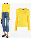 Embroidered Logo Pony Cable Knit Top Yellow - POLO RALPH LAUREN - BALAAN 2