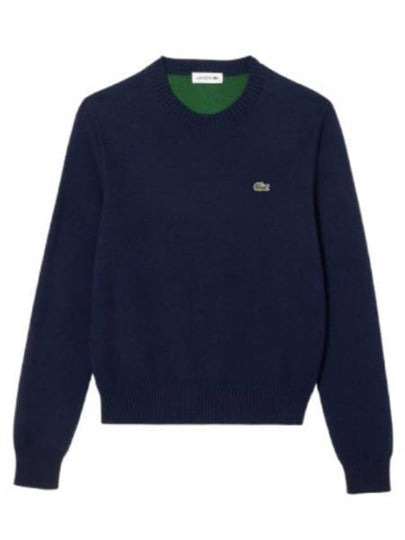 Cotton Crew Neck Knit Top Navy - LACOSTE - BALAAN 2