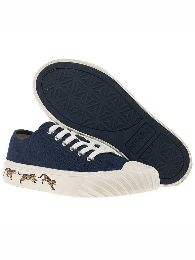 Tiger Logo Sole Cotton Low-Top Sneakers Midnight Blue - KENZO - BALAAN 6