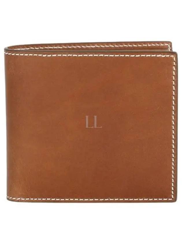 Vacchetta Leather Bill Fold Wallet Natural Brown - THOM BROWNE - BALAAN 2