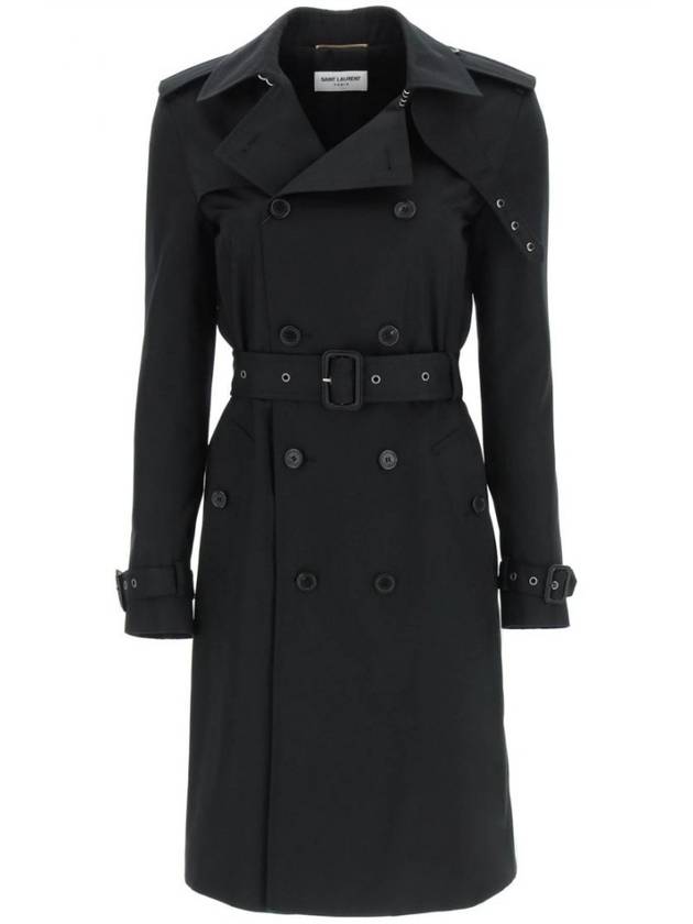 Gabardine Classic Saint Gabardine Trench Coat Black - SAINT LAURENT - BALAAN 1