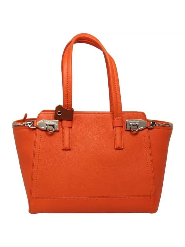 Woman's Leather Suede Calendula Tote Bag Orange - SALVATORE FERRAGAMO - BALAAN 2