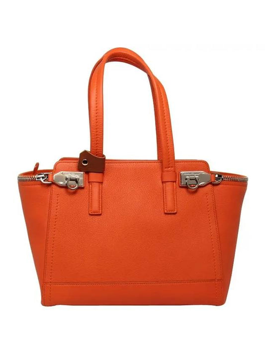 Woman's Leather Suede Calendula Tote Bag Orange - SALVATORE FERRAGAMO - BALAAN 1