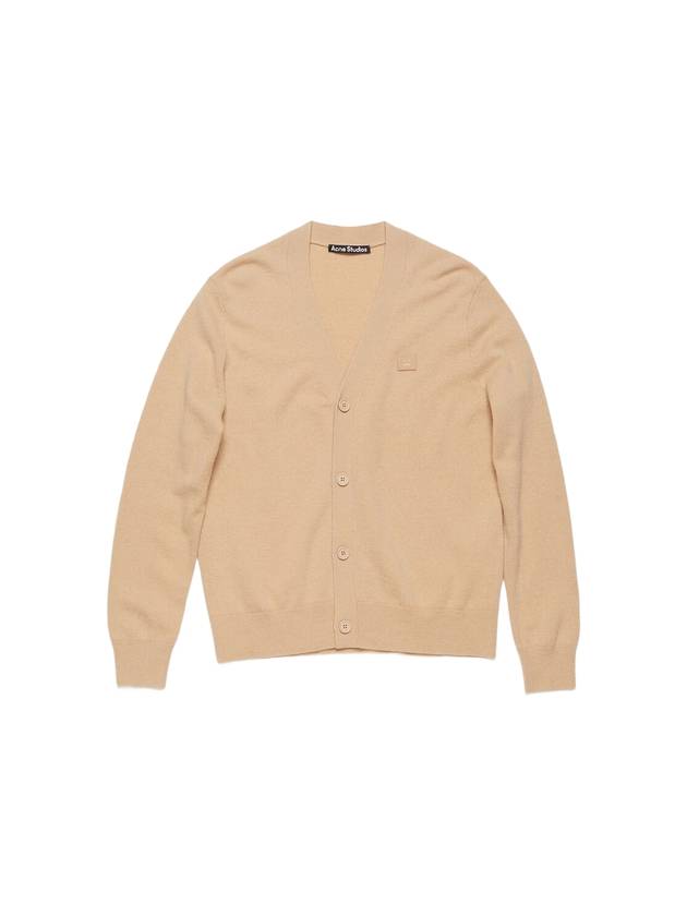 Face Logo Applique Wool Cardigan Beige - ACNE STUDIOS - BALAAN 2