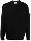 Wappen Patch Crew Neck Cotton Knit Top Black - STONE ISLAND - BALAAN 1