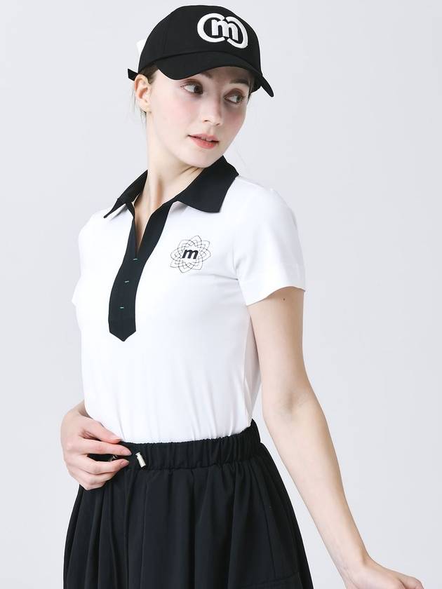 Color Matching Shirt Collar Open Neck Functional Material White Short Sleeve T-Shirt DO3232TS19-1 - DOYOUKNOWMC GOLF WEAR - BALAAN 3