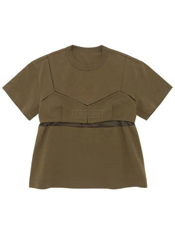 Cotton Jersey T Shirt KHAKI 2206252 - SACAI - BALAAN 1