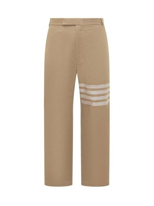 4 Bar Stripe Cotton Straight Pants Beige - THOM BROWNE - BALAAN 1