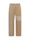 4 Bar Stripe Cotton Straight Pants Beige - THOM BROWNE - BALAAN 1