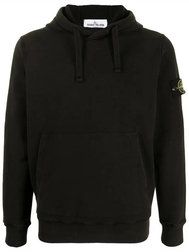 Wappen Patch Brushed Cotton Fleece Hoodie Black - STONE ISLAND - BALAAN 2