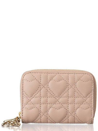 Lady Voyageur Cannage Lambskin Small Coin Wallet Sand - DIOR - BALAAN 2