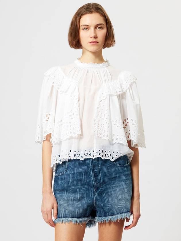 Katia Ruffled Broderie Anglaise Cotton Blouse White - ISABEL MARANT - BALAAN 4