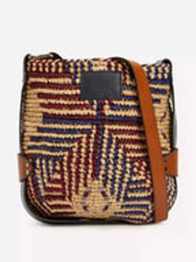 Bayia Mini Raffia Bucket Bag Navy Red - ISABEL MARANT - BALAAN 4