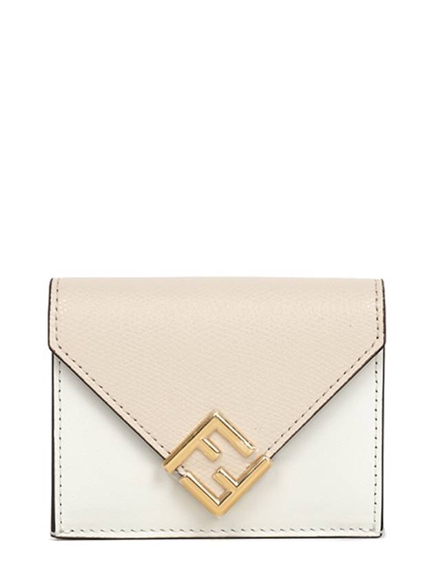 FF Diamond Calf Leather Half Wallet White - FENDI - BALAAN 1