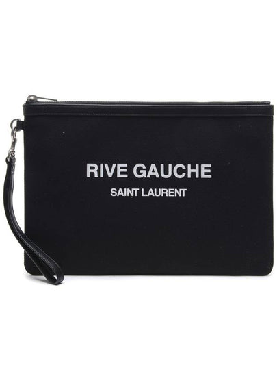 Rive Gauche Zipper Strap Clutch Bag Black - SAINT LAURENT - BALAAN 2