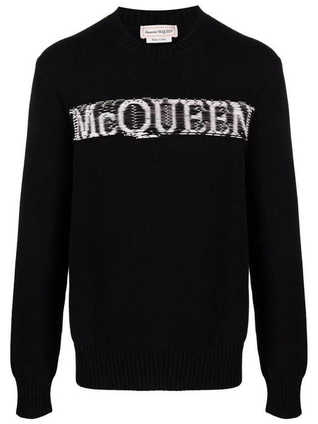 Logo Intrasia Knit Top Black - ALEXANDER MCQUEEN - BALAAN.