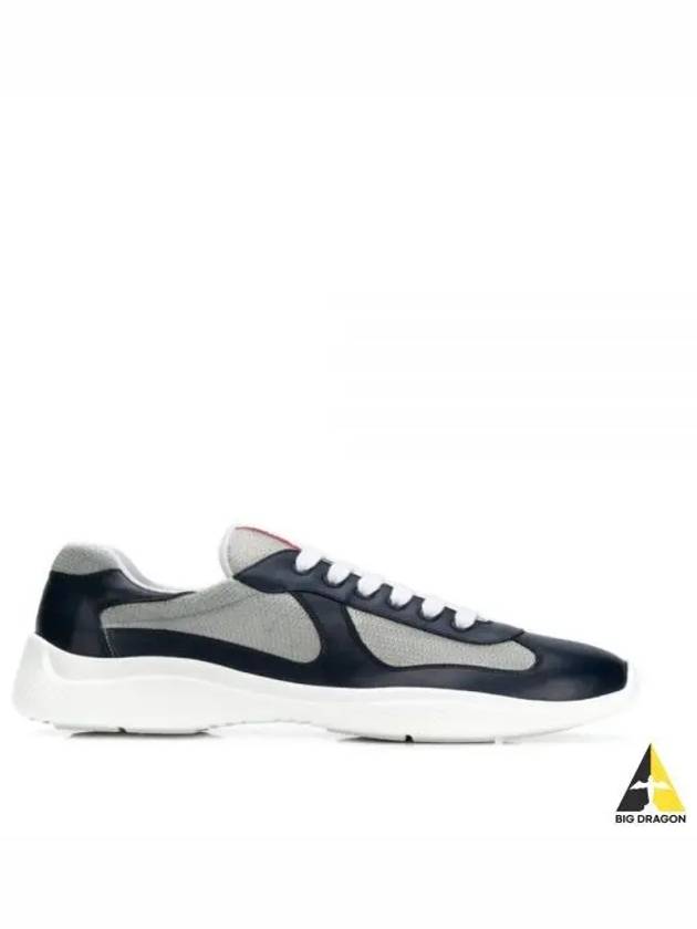 America's Cup Leather Low Top Sneakers Silver Navy - PRADA - BALAAN 2