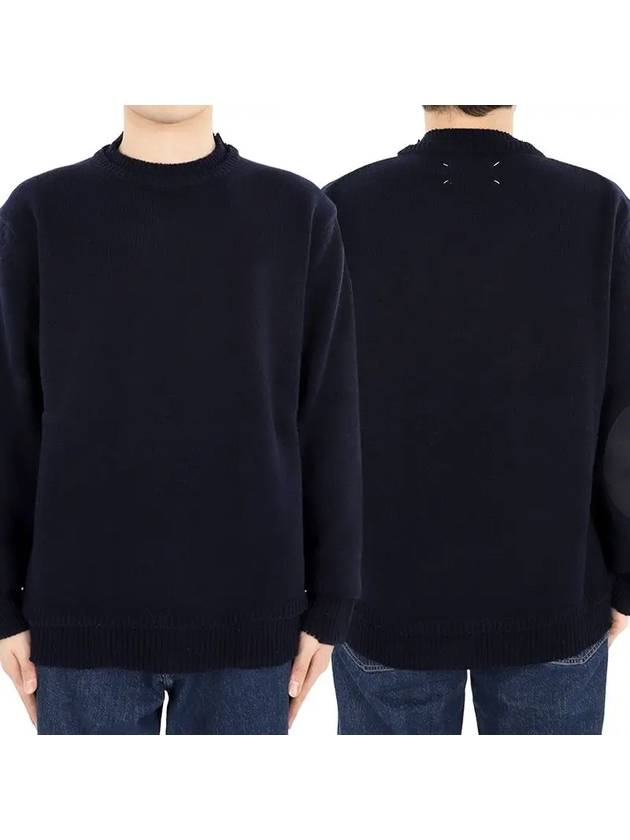 Back Stitch Elbow Patch Knit Top Navy - MAISON MARGIELA - BALAAN 3