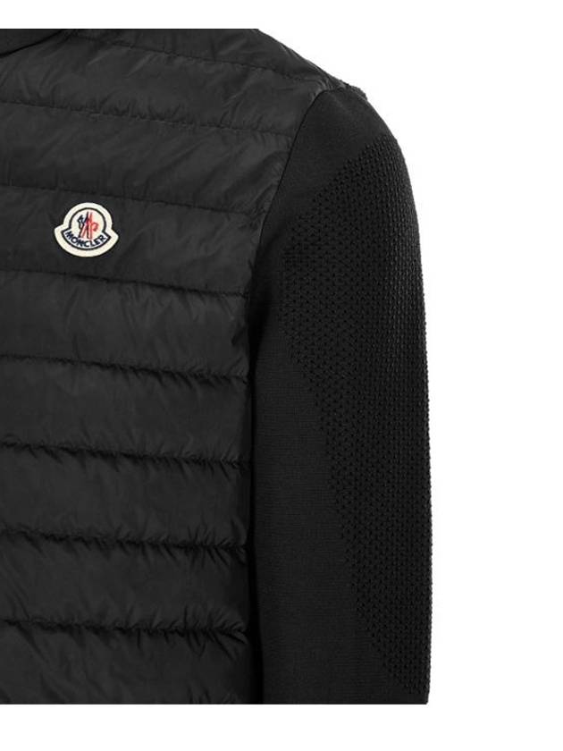 Logo Patch Knit Goose Padded Cardigan Black - MONCLER - BALAAN 6