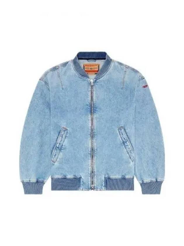 D Vinz Logo Embroidered Denim Bomber Jacket Blue - DIESEL - BALAAN 2