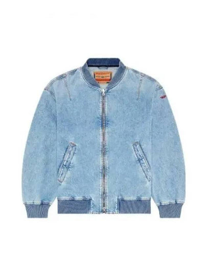 D Vinz Logo Embroidered Denim Bomber Jacket Blue - DIESEL - BALAAN 2