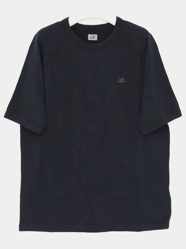 30/1 Sponge Fleece Short Sleeve Sweatshirt Navy - CP COMPANY - BALAAN 4