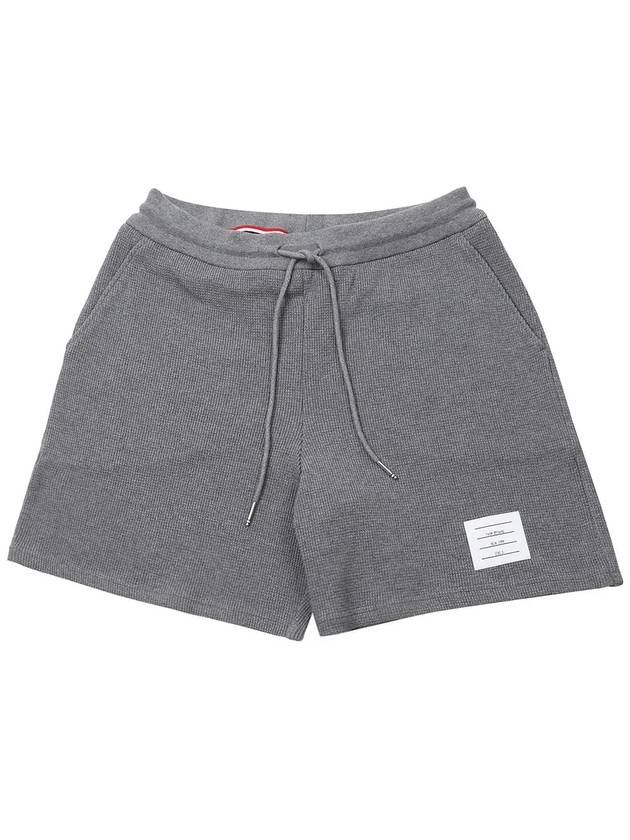 Men's Textured Cotton Shorts Grey - THOM BROWNE - BALAAN 7