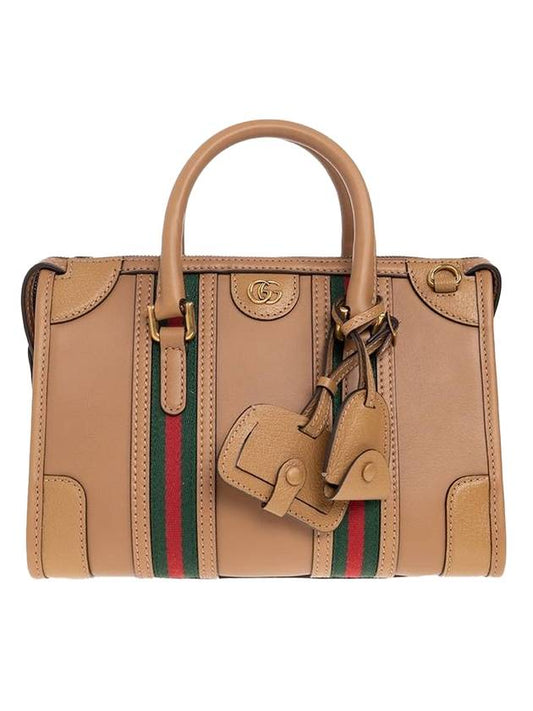 Bauletto Web Striped Tote Bag Brown - GUCCI - BALAAN 1