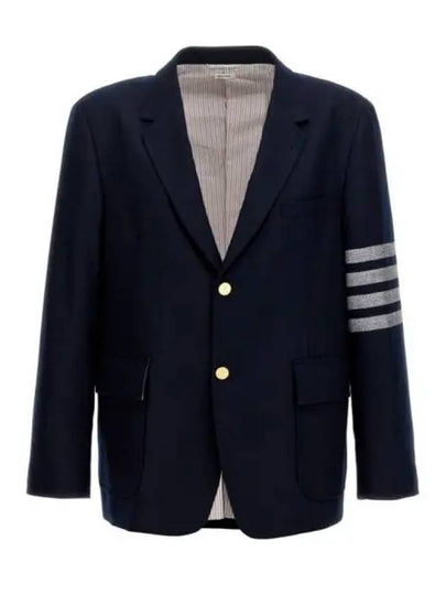 4 Bar Stripe Single Breasted Wool Jacket Navy - THOM BROWNE - BALAAN 2