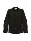 Viscose Habotai Long Sleeve Shirt Black - GANNI - BALAAN 2