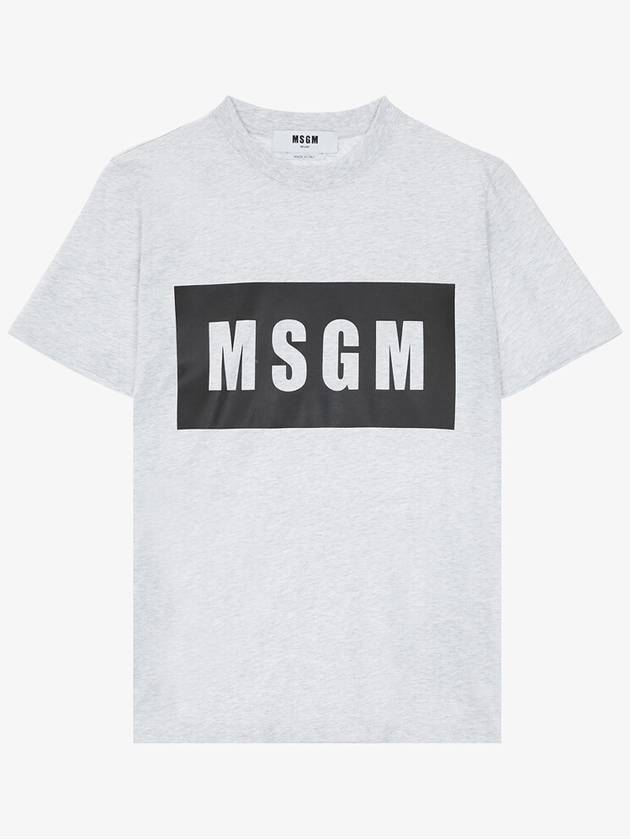 Box Logo Short Sleeve T-Shirt Grey - MSGM - BALAAN 2