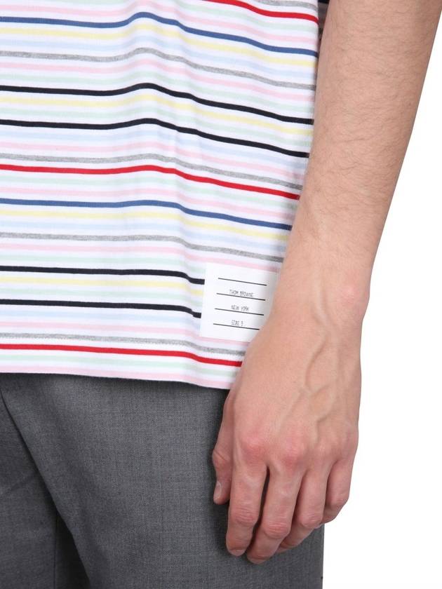 Men's Striped Midweight Jersey Short Sleeve T-Shirt White - THOM BROWNE - BALAAN 9