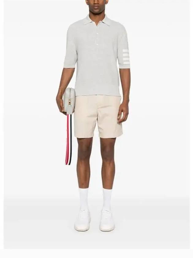 Cotton 4-Bar Relaxed Fit Polo Shirt Grey - THOM BROWNE - BALAAN 3