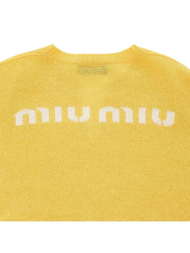 Logo Cashmere Knit Top Yellow - MIU MIU - BALAAN 8