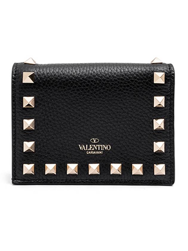 Compact Rockstud Half Wallet Black - VALENTINO - BALAAN 1