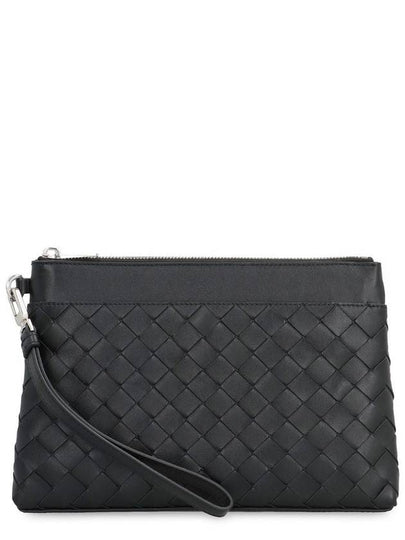 Intrecciato Prism Leather Clutch Black - BOTTEGA VENETA - BALAAN 2