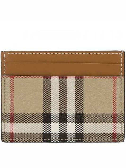 Check Print Leather Card Holder Beige - BURBERRY - BALAAN 2