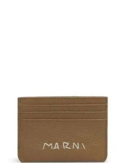 Embroidered Logo Leather Card Wallet Brown - MARNI - BALAAN 2