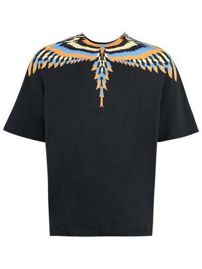 Optical Wings Printed Short Sleeve T-shirt Black - MARCELO BURLON - BALAAN 2